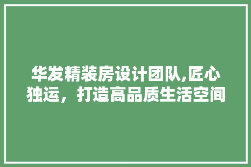 华发精装房设计团队,匠心独运，打造高品质生活空间