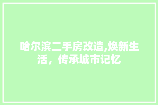 哈尔滨二手房改造,焕新生活，传承城市记忆 装修攻略