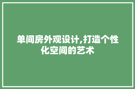 单间房外观设计,打造个性化空间的艺术