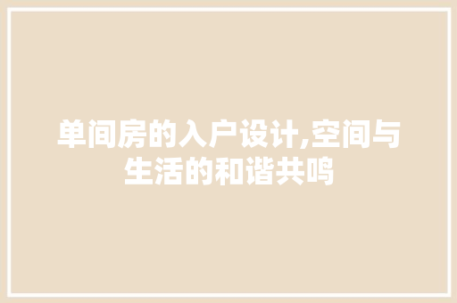 单间房的入户设计,空间与生活的和谐共鸣 隔断设计