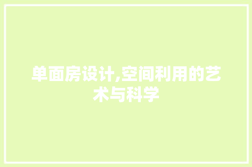 单面房设计,空间利用的艺术与科学
