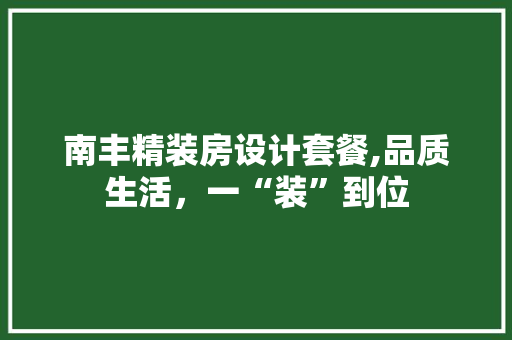 南丰精装房设计套餐,品质生活，一“装”到位
