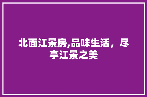 北面江景房,品味生活，尽享江景之美