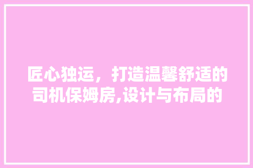 匠心独运，打造温馨舒适的司机保姆房,设计与布局的艺术