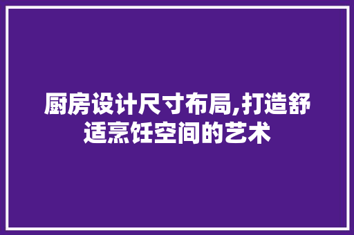 厨房设计尺寸布局,打造舒适烹饪空间的艺术