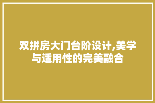 双拼房大门台阶设计,美学与适用性的完美融合