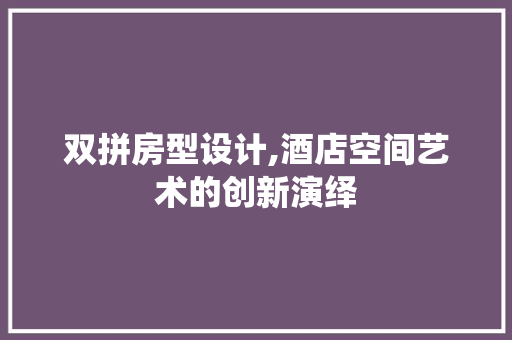 双拼房型设计,酒店空间艺术的创新演绎