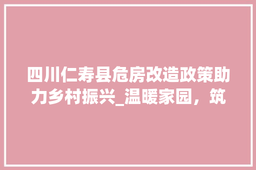四川仁寿县危房改造政策助力乡村振兴_温暖家园，筑梦未来