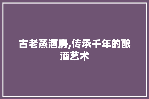 古老蒸酒房,传承千年的酿酒艺术