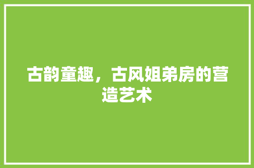古韵童趣，古风姐弟房的营造艺术