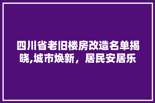 四川省老旧楼房改造名单揭晓,城市焕新，居民安居乐业