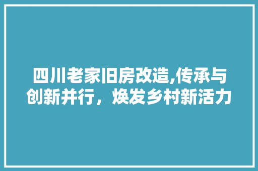 四川老家旧房改造,传承与创新并行，焕发乡村新活力