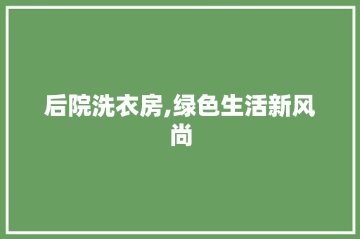 后院洗衣房,绿色生活新风尚