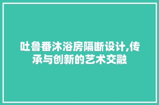吐鲁番沐浴房隔断设计,传承与创新的艺术交融