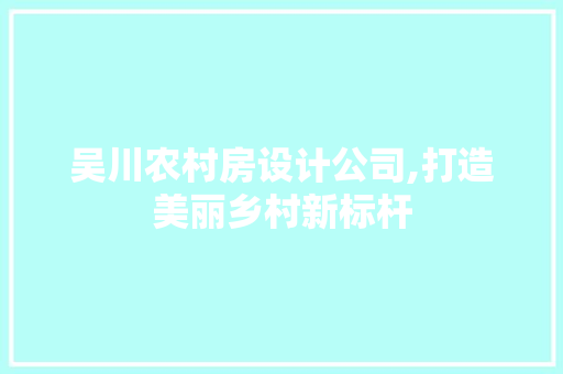 吴川农村房设计公司,打造美丽乡村新标杆