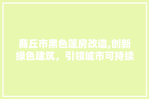商丘市黑色篷房改造,创新绿色建筑，引领城市可持续发展