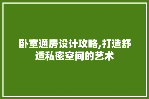 卧室通房设计攻略,打造舒适私密空间的艺术
