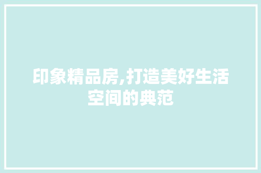 印象精品房,打造美好生活空间的典范 庭院装修