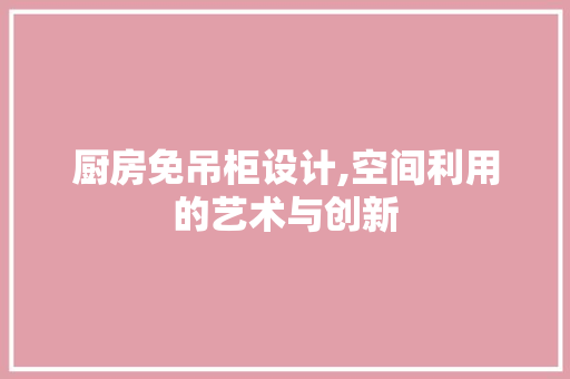 厨房免吊柜设计,空间利用的艺术与创新 装修攻略