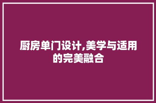厨房单门设计,美学与适用的完美融合