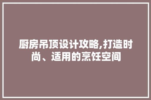 厨房吊顶设计攻略,打造时尚、适用的烹饪空间