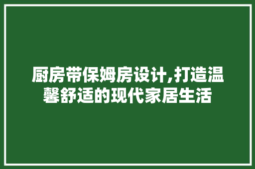 厨房带保姆房设计,打造温馨舒适的现代家居生活 门窗装修