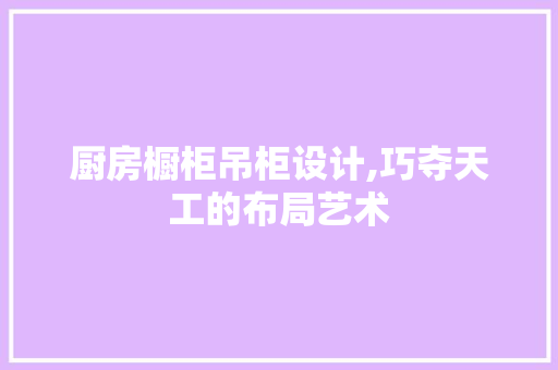 厨房橱柜吊柜设计,巧夺天工的布局艺术 隔断设计