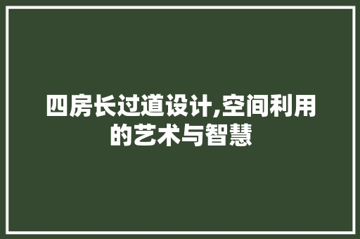 四房长过道设计,空间利用的艺术与智慧