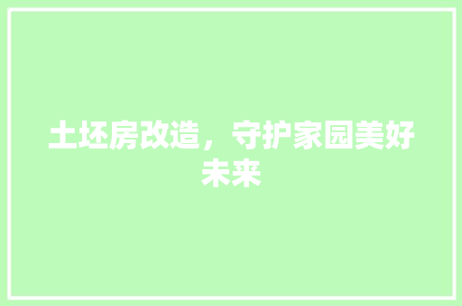 土坯房改造，守护家园美好未来