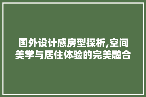 国外设计感房型探析,空间美学与居住体验的完美融合