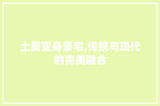 土房变身豪宅,传统与现代的完美融合 地面装修