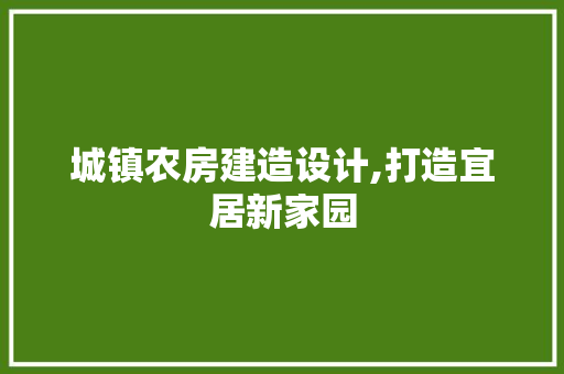 城镇农房建造设计,打造宜居新家园 装修材料