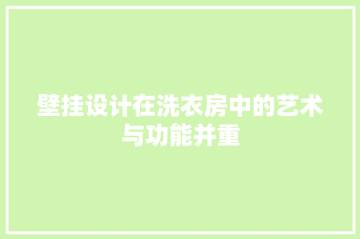 壁挂设计在洗衣房中的艺术与功能并重