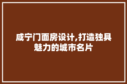 咸宁门面房设计,打造独具魅力的城市名片