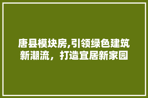 唐县模块房,引领绿色建筑新潮流，打造宜居新家园 装修材料
