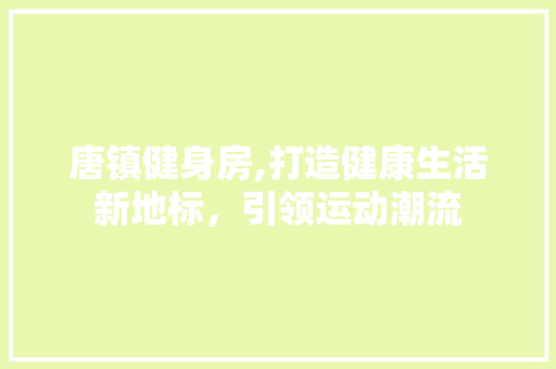 唐镇健身房,打造健康生活新地标，引领运动潮流 建筑设计