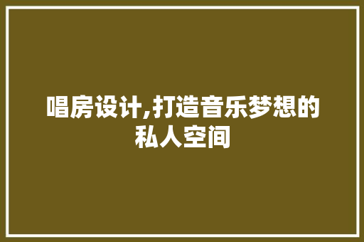 唱房设计,打造音乐梦想的私人空间