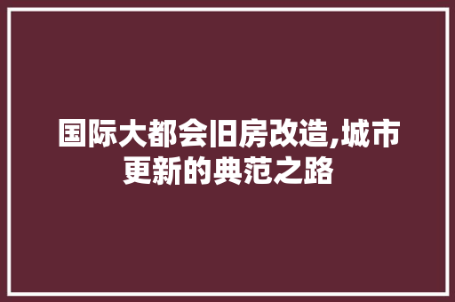国际大都会旧房改造,城市更新的典范之路 装修材料