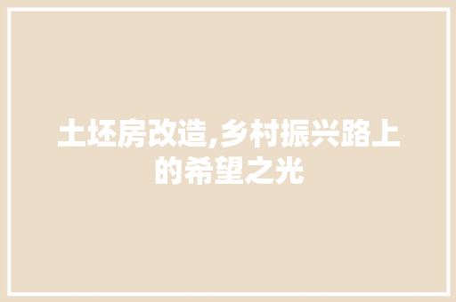 土坯房改造,乡村振兴路上的希望之光