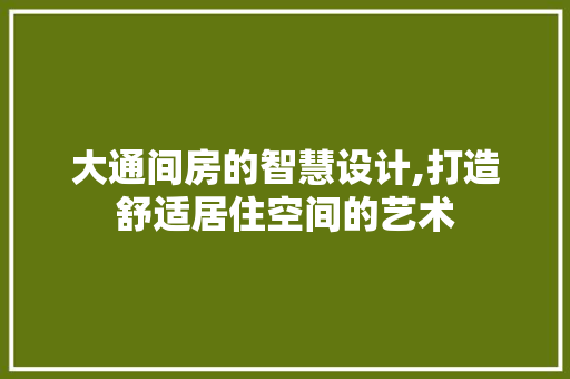 大通间房的智慧设计,打造舒适居住空间的艺术 建筑设计