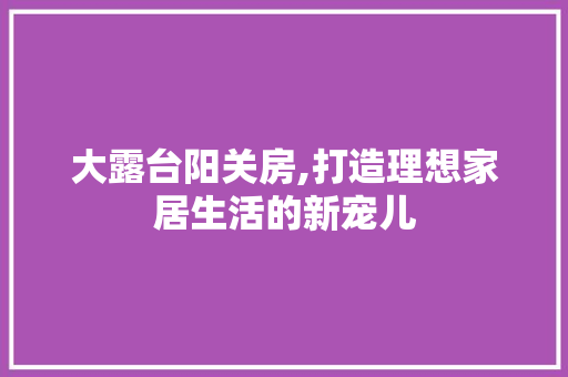 大露台阳关房,打造理想家居生活的新宠儿