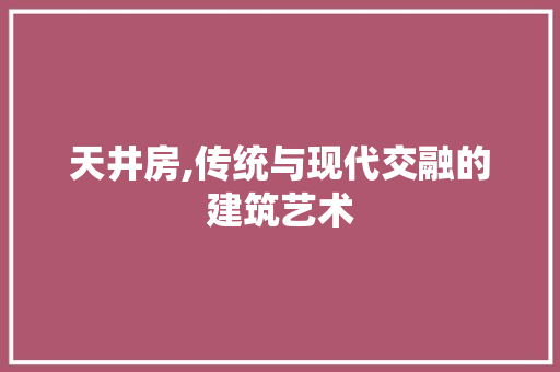 天井房,传统与现代交融的建筑艺术