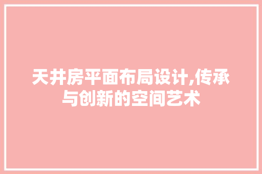 天井房平面布局设计,传承与创新的空间艺术