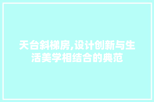 天台斜梯房,设计创新与生活美学相结合的典范