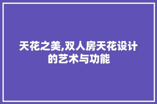 天花之美,双人房天花设计的艺术与功能 景观设计 天花之美,双人房天花设计的艺术与功能 景观设计