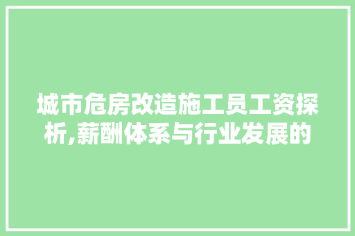城市危房改造施工员工资探析,薪酬体系与行业发展的平衡