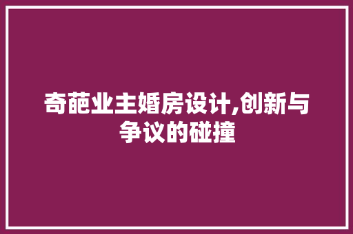 奇葩业主婚房设计,创新与争议的碰撞 庭院装修