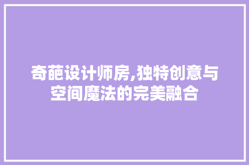 奇葩设计师房,独特创意与空间魔法的完美融合