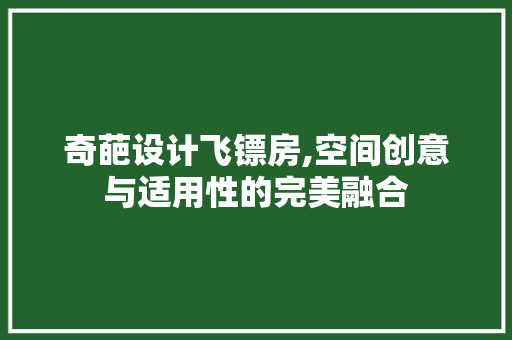 奇葩设计飞镖房,空间创意与适用性的完美融合 地面装修