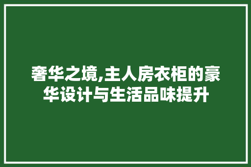 奢华之境,主人房衣柜的豪华设计与生活品味提升